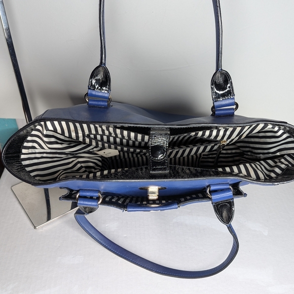 Kate Spade New York Tote Hampton Road Davis Blue Smooth Leather Turn Lock Large - Picture 7 of 16